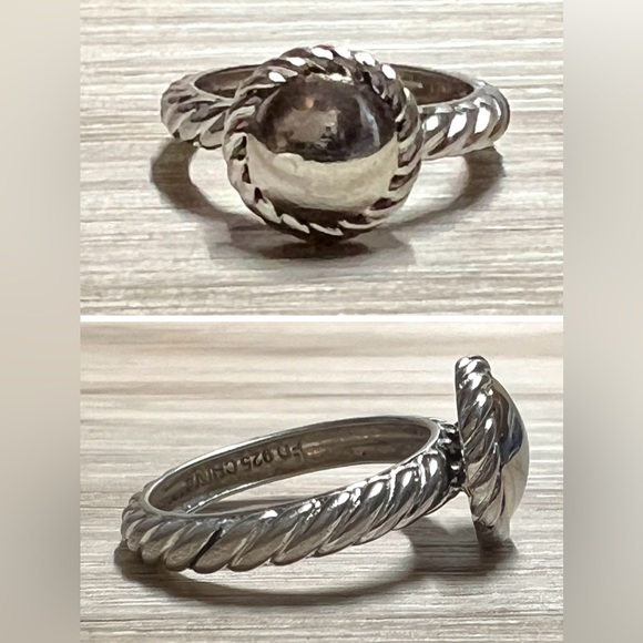 Vintage Designer (FB) Sterling Silver Twisted Cable Disk Band Ring, Size 8, 3g - Picture 1 of 10